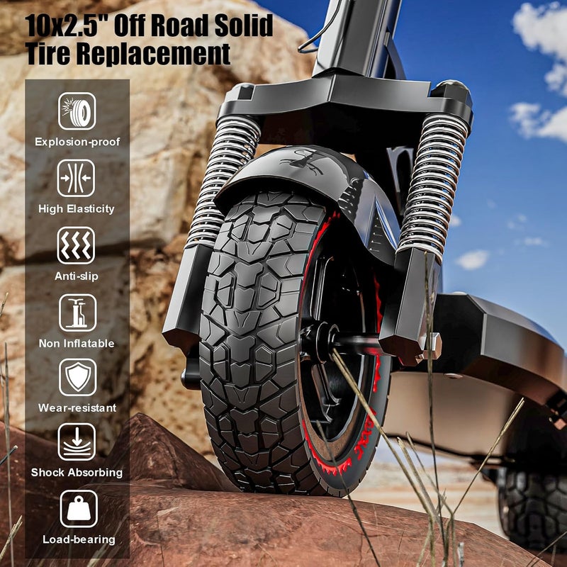 Cooryda 10X2.5 Off Road Tire for Ninebot F20/F40/G30/mi4 ULTRA/mi4,10 inch Solid Tyres 60/70-6.5 with Mounting Tool for Electric Scooter, 10X2.5'' Scooter Replacement Wheels For Front(Red 1pc) - Image 3